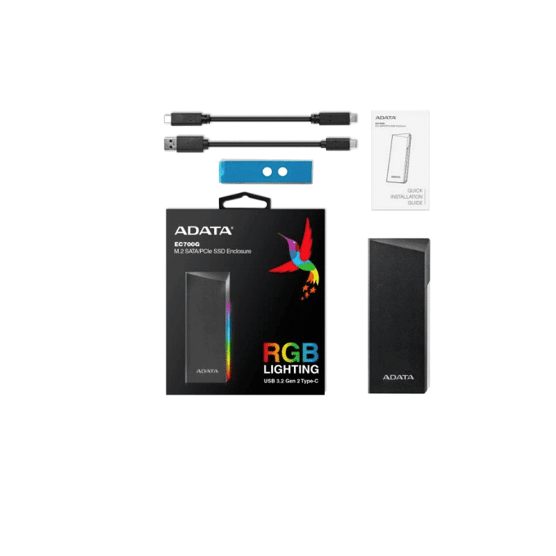 Enclosure Xpg Rgb M.2/pcie Ssd Usb 3.2 Tipo C (aec700gu32g2-cgy)