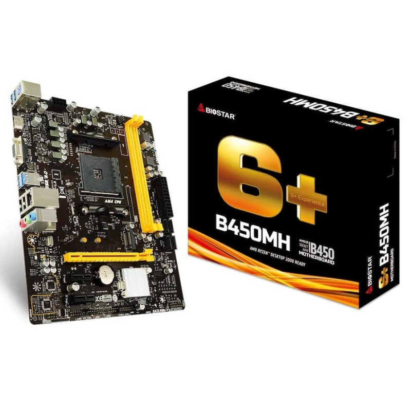 (ra) Tarjeta Madre Biostar B450mh Ddr4 Hdmi Pcie M.2 Sata Amd Ryzen Am4