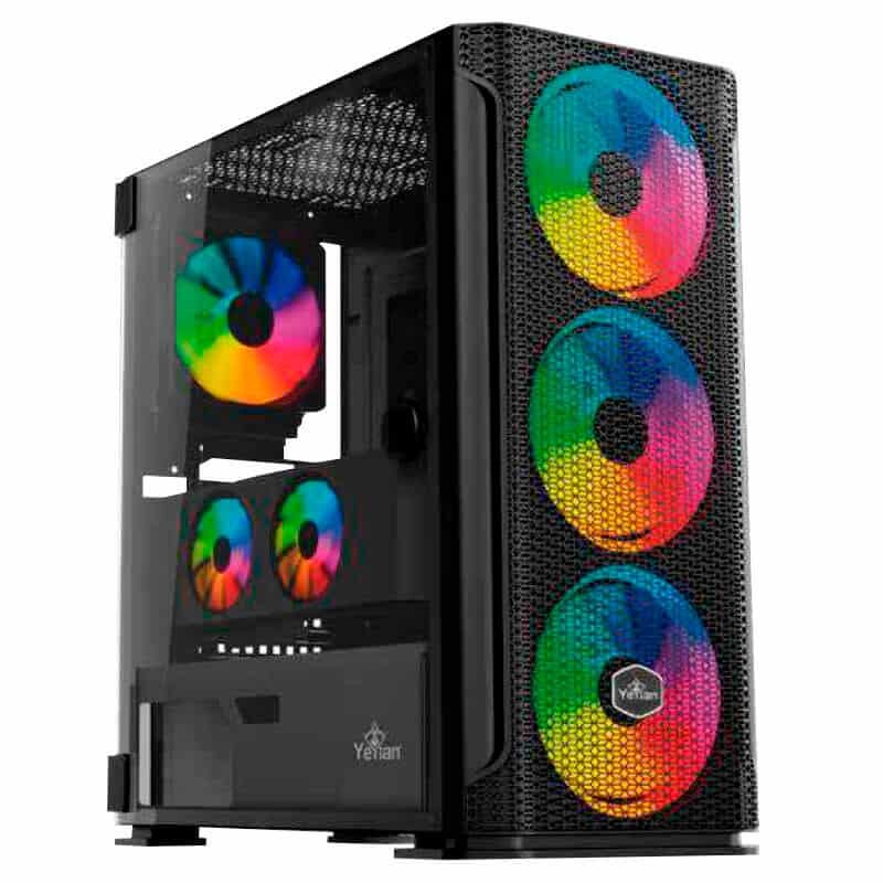 Gabinete Yeyian Ygh-49703 Hollow 2500 Atx/3vent/ Argb/mesh/usb/negro