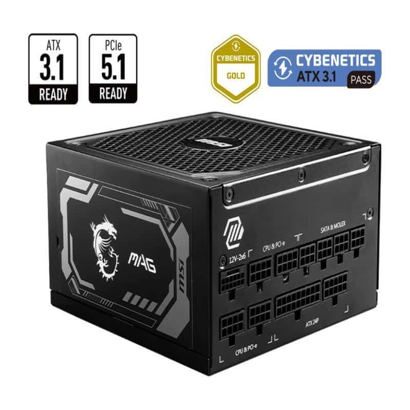 Fuente De Poder Msi Mag A1250gl Pcie5 1250w 80 Plus Gold Full Modular